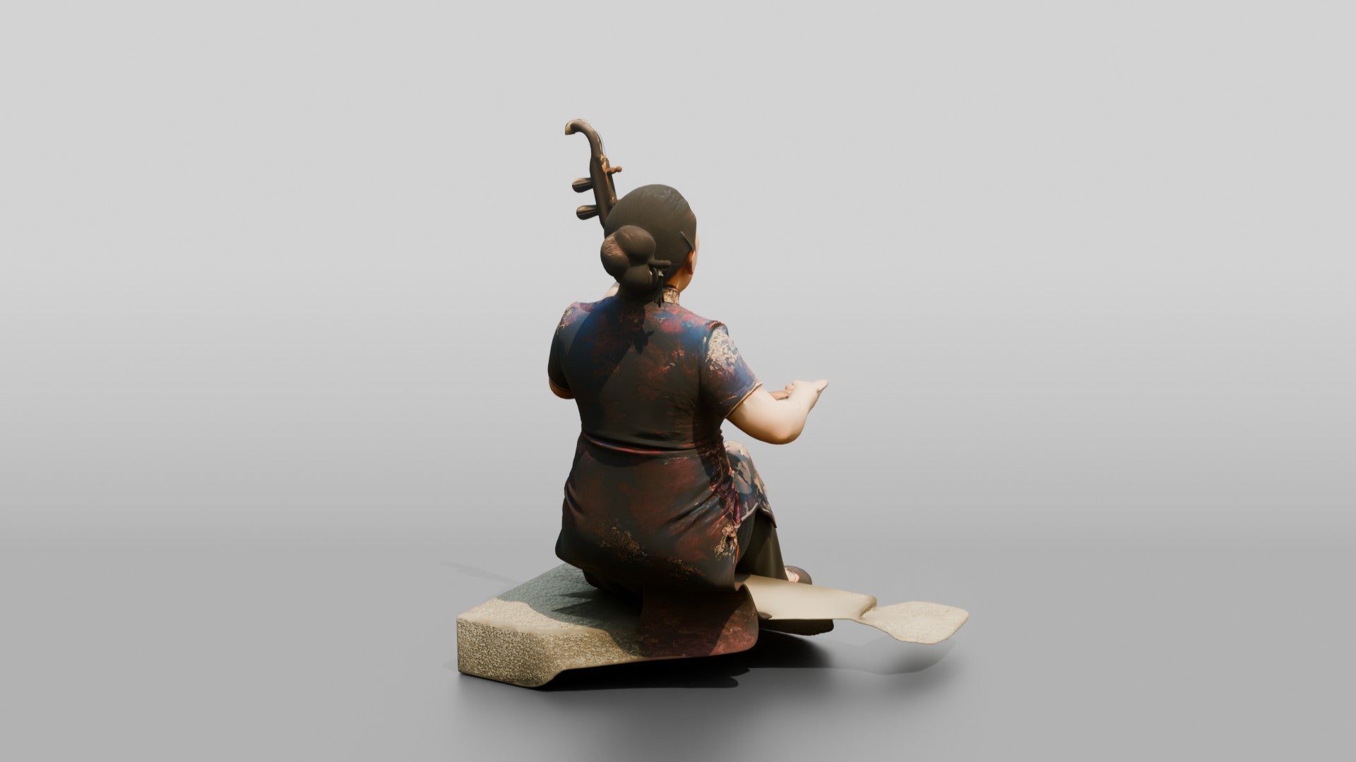 Chinese Woman in Qipao Playing Erhu