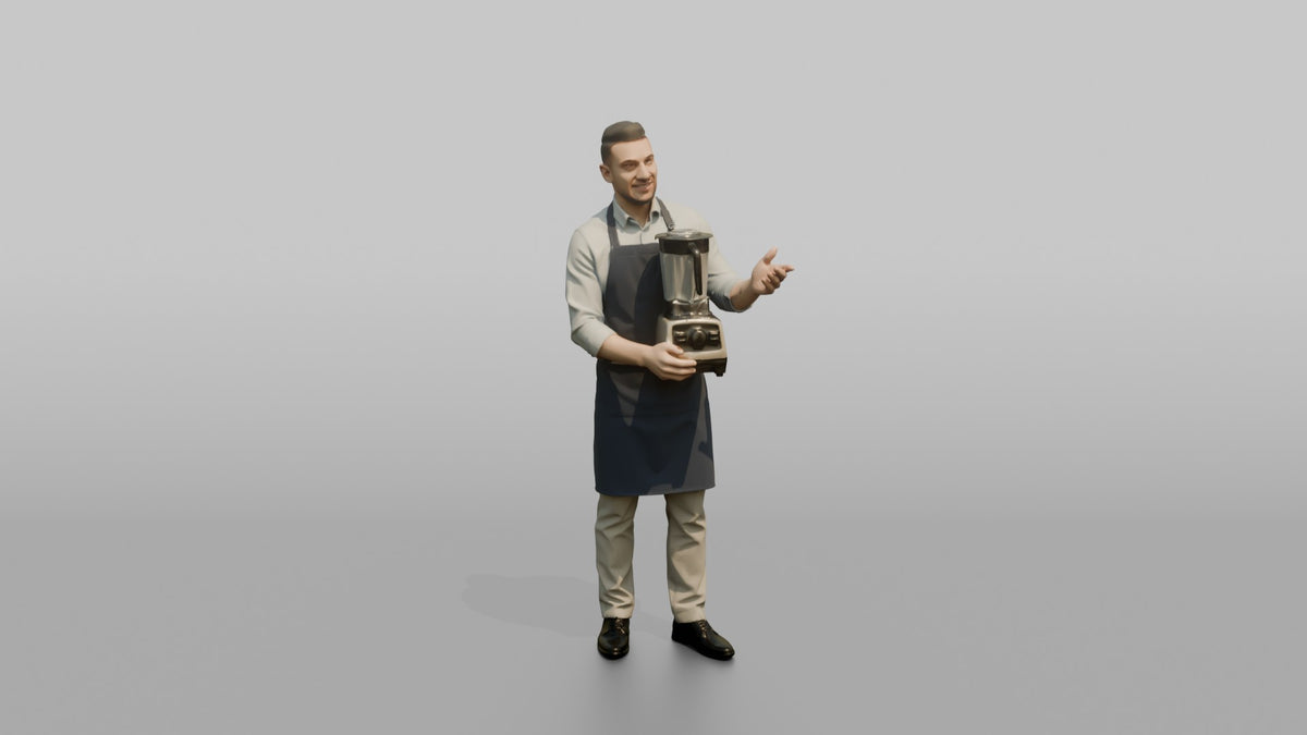 Man Sales Associate Demonstrating A Blender To A Customer Off-frame - 3D character model, view 5