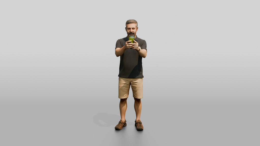 Middle-Aged Persian Man Taking a Photo in the Park