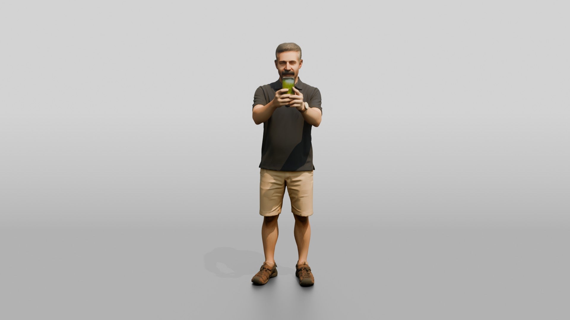 Middle-Aged Persian Man Taking a Photo in the Park