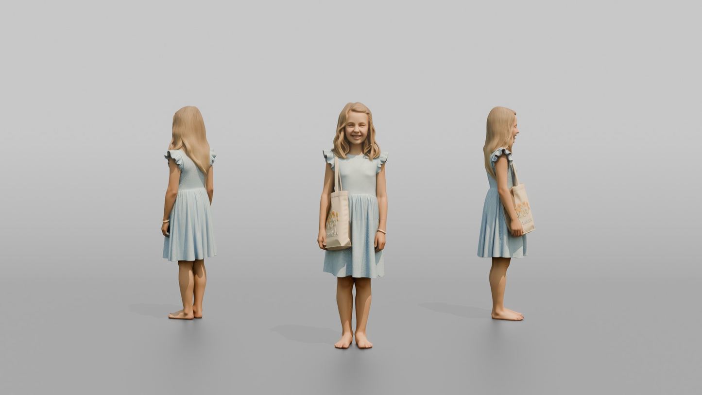 Scandinavian Girl Smiling in a Cotton Summer Dress