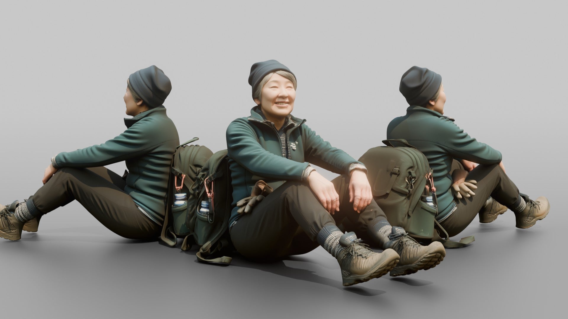 Hiker Sitting with Legs Stretched Out