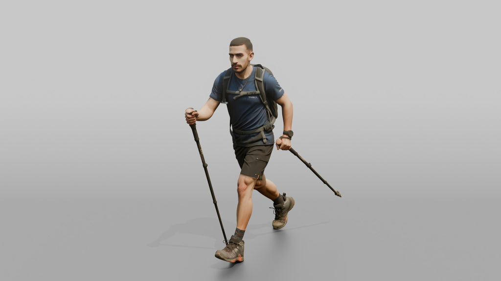 Speed Hiker Walking with Dual Poles