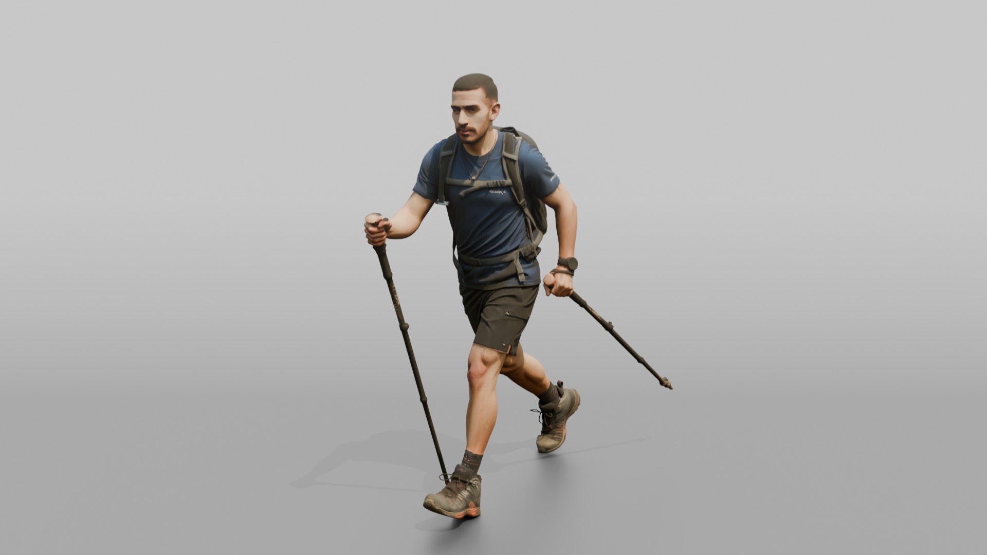 Speed Hiker Walking with Dual Poles