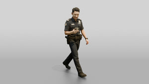 Police Officer Strolling on His Phone - 3D character model, view 1
