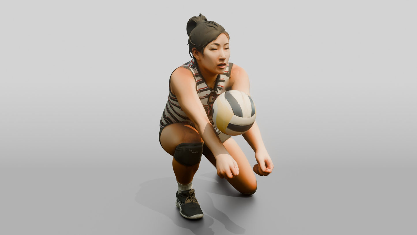 Caucasian Female Volleyball Player in Neon Yellow Jersey