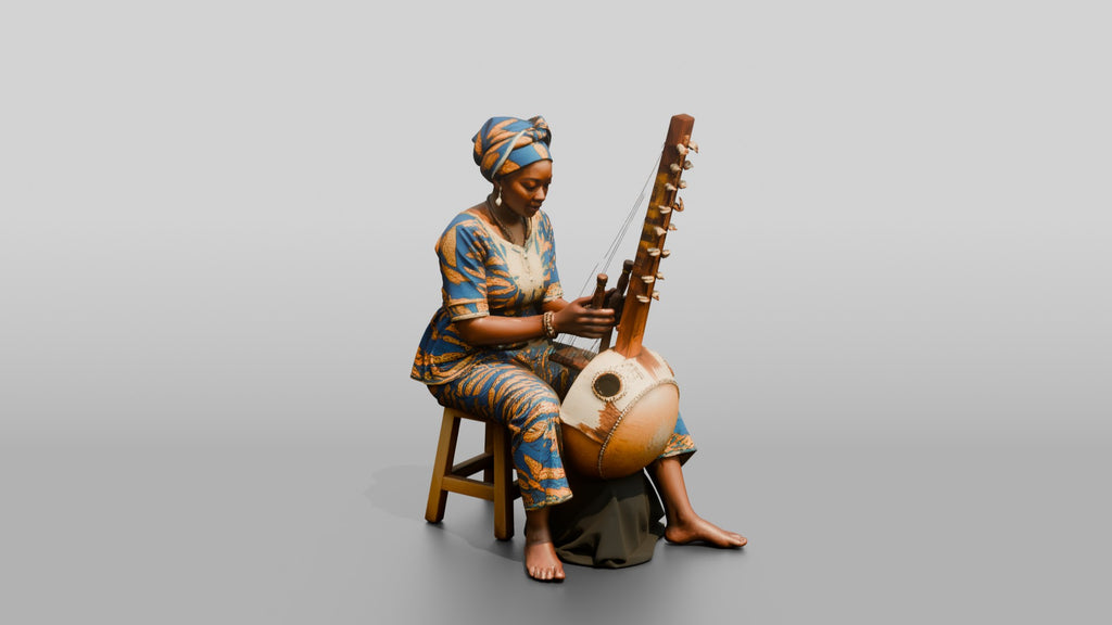 Kora Player Plucking Harp-Lute