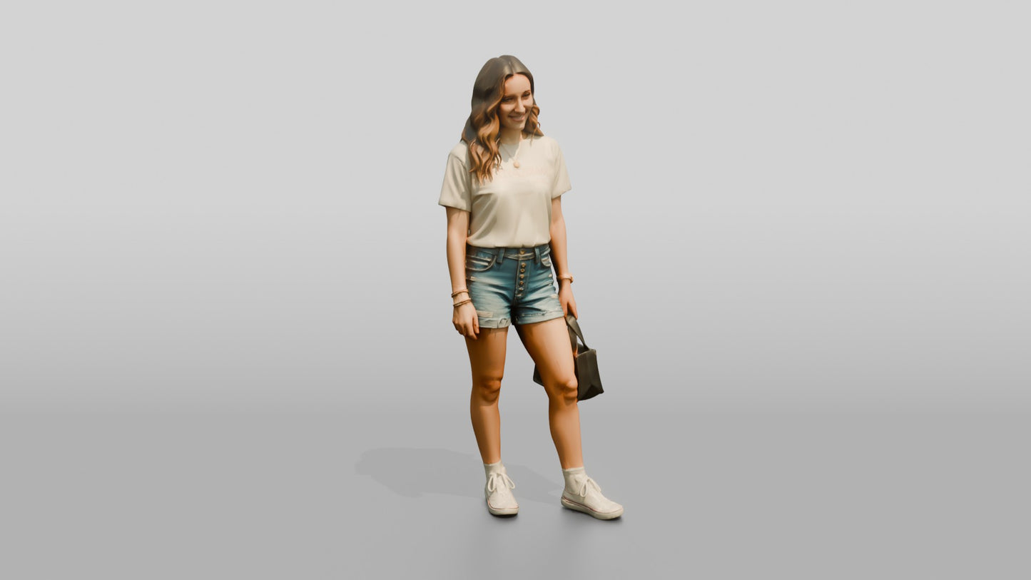 Caucasian Woman in Vintage Graphic Tee