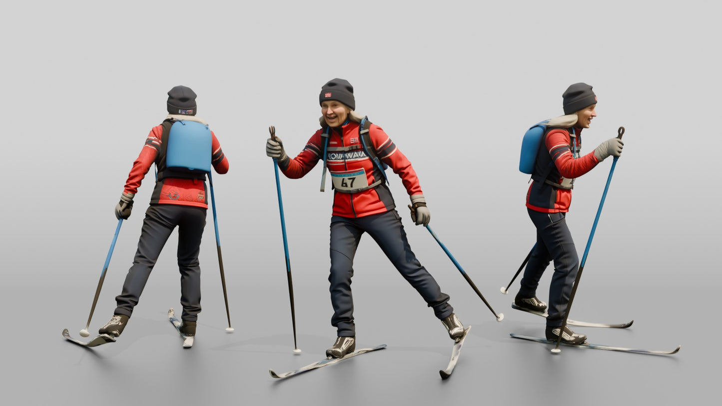Elderly Norwegian Woman Cross-Country Skiing