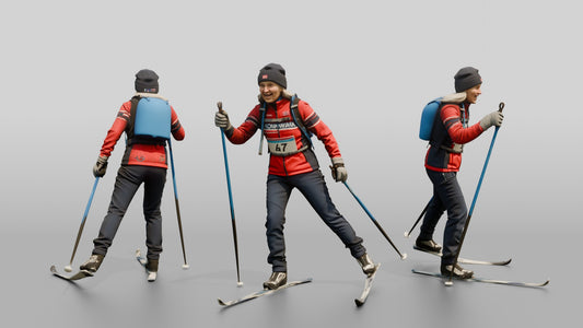 Elderly Norwegian Woman Cross-Country Skiing