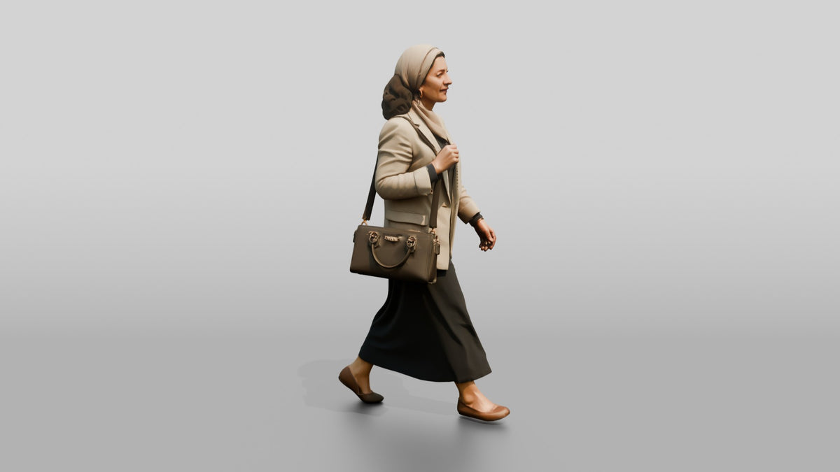Slender Middle-Aged Egyptian Woman in a Linen Blazer - 3D character model, view 2