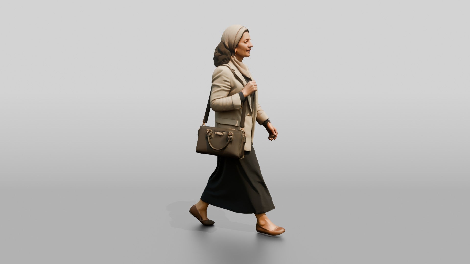 Slender Middle-Aged Egyptian Woman in a Linen Blazer