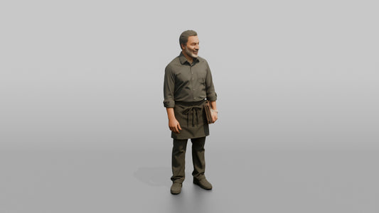 Server Man Holding A Leather Check Folder - 3D character model