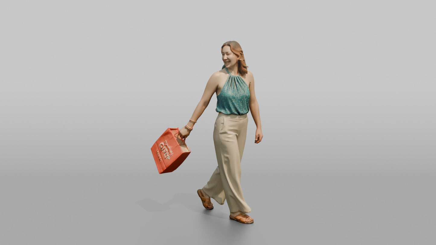 Vacationer Wearing Halter Top And Flared Summer Pants
