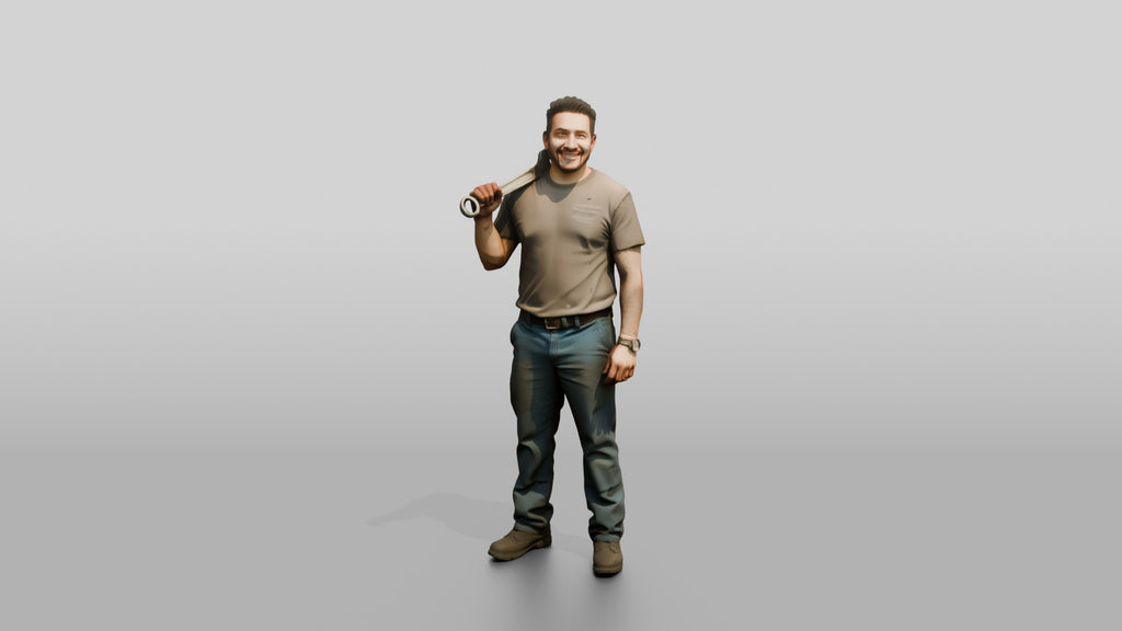 Mechanic Resting a Wrench on Shoulder