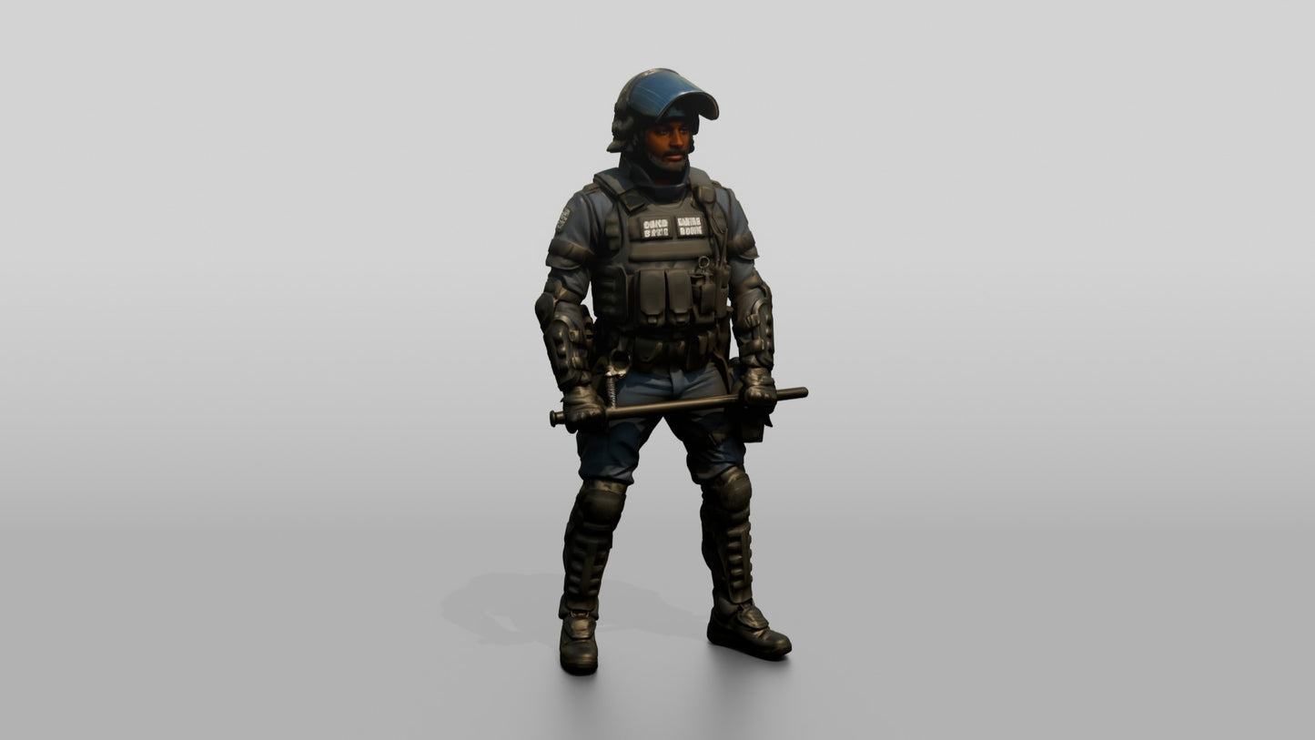 Riot Police Officers Standing at Attention