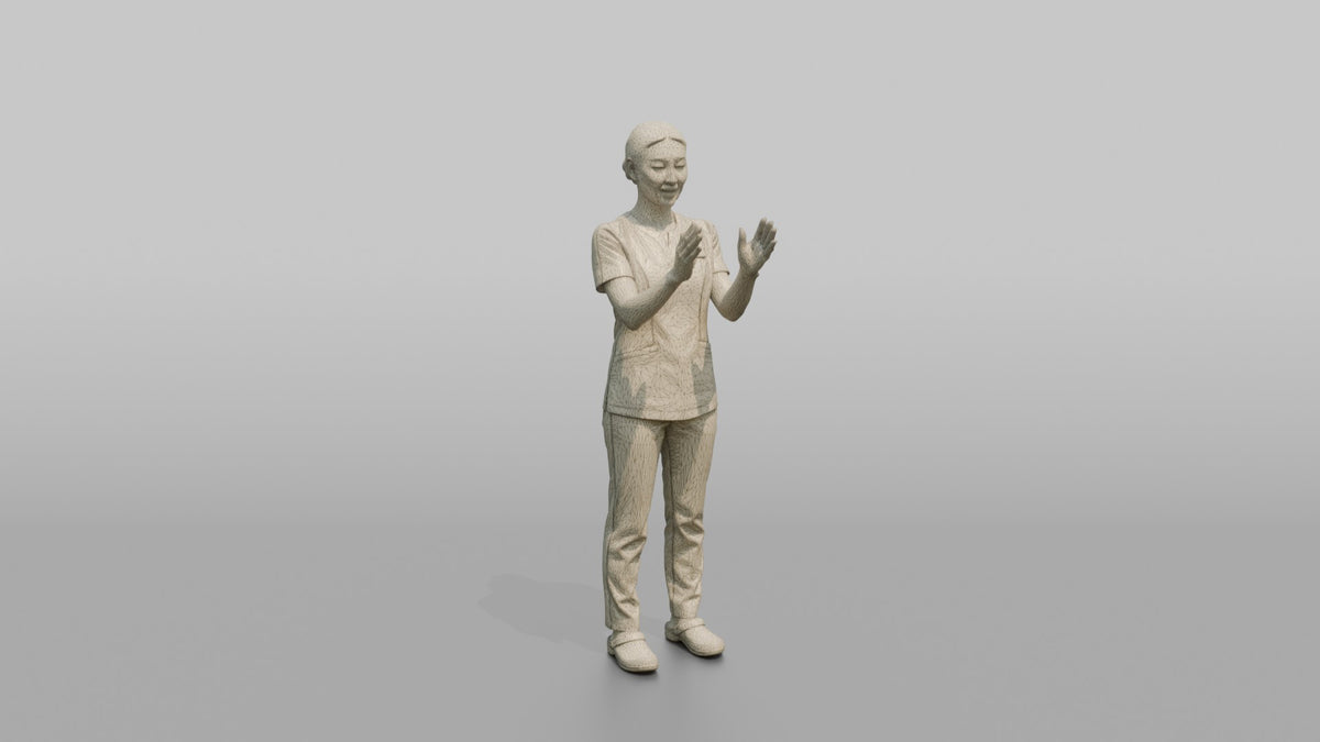 Esthetician Man Applying A Face Mask Motion With Both Hands - wireframe topology preview