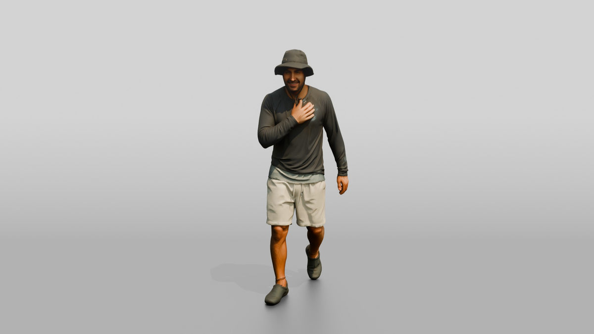 Man Wiping Salt Water From Collarbone - 3D character model, view 5