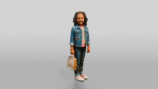 Brazilian Girl in Mini Denim Jacket - 3D character model, view 1