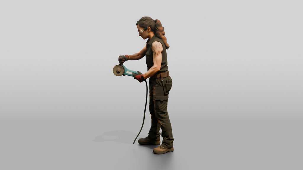 Mechanic Using an Angle Grinder