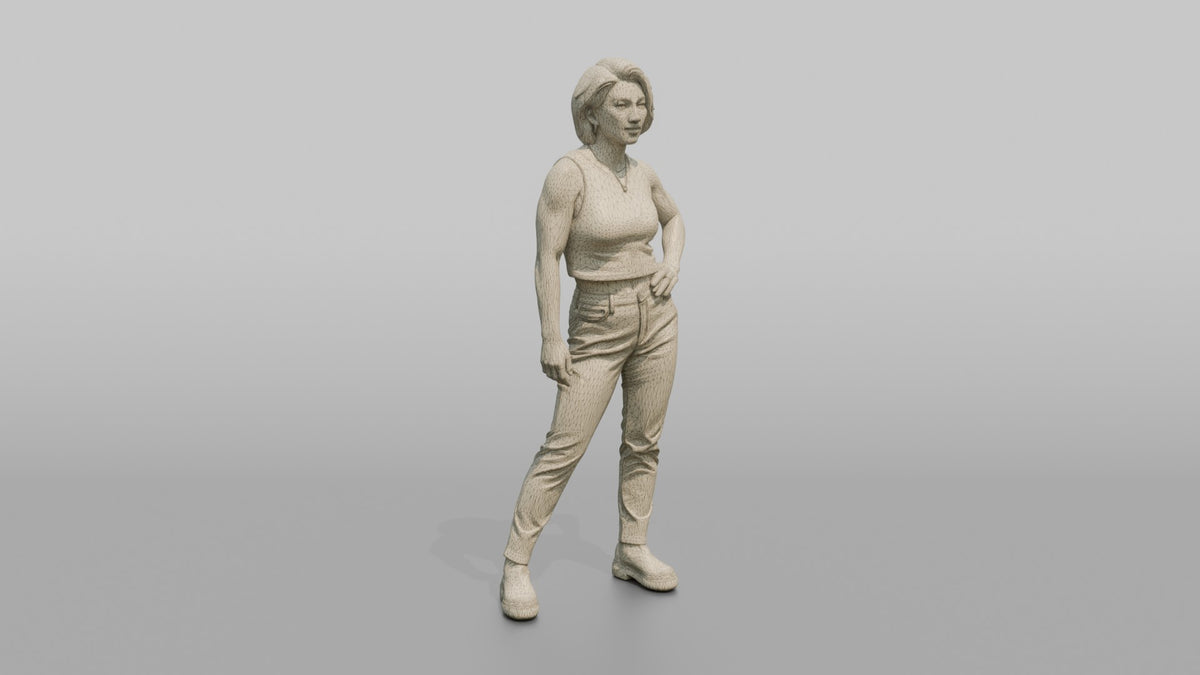Patron Woman Striking A Bold Pose In A Metallic Sequin Top - wireframe topology preview