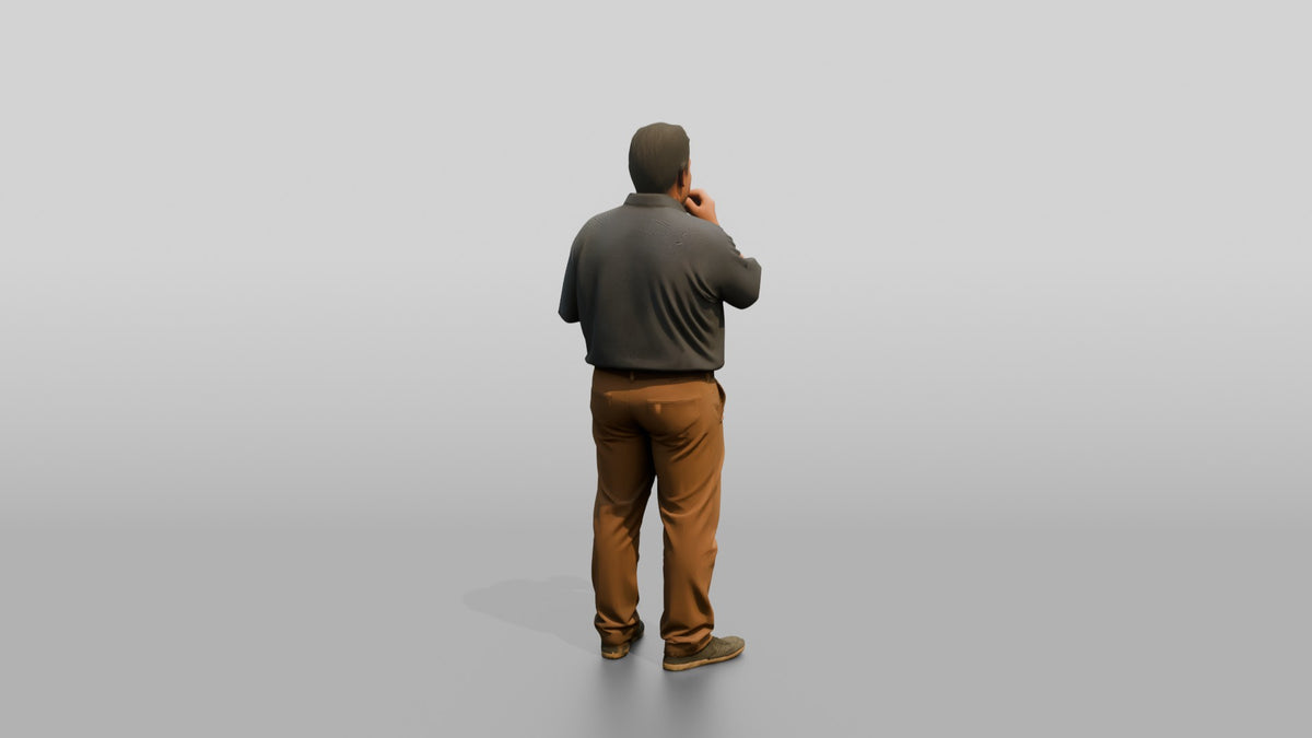 Plus-Size Middle-Aged Persian Man Eating a Snack - 3D character model, view 3