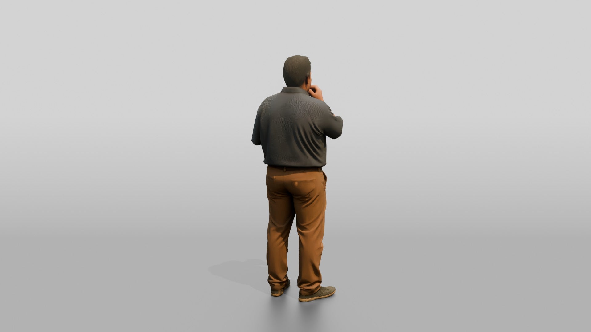 Plus-Size Middle-Aged Persian Man Eating a Snack