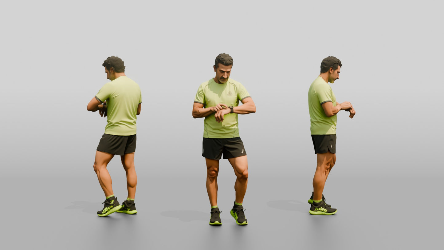 Middle-Aged Athletic Greek Man Checking His Fitness Tracker