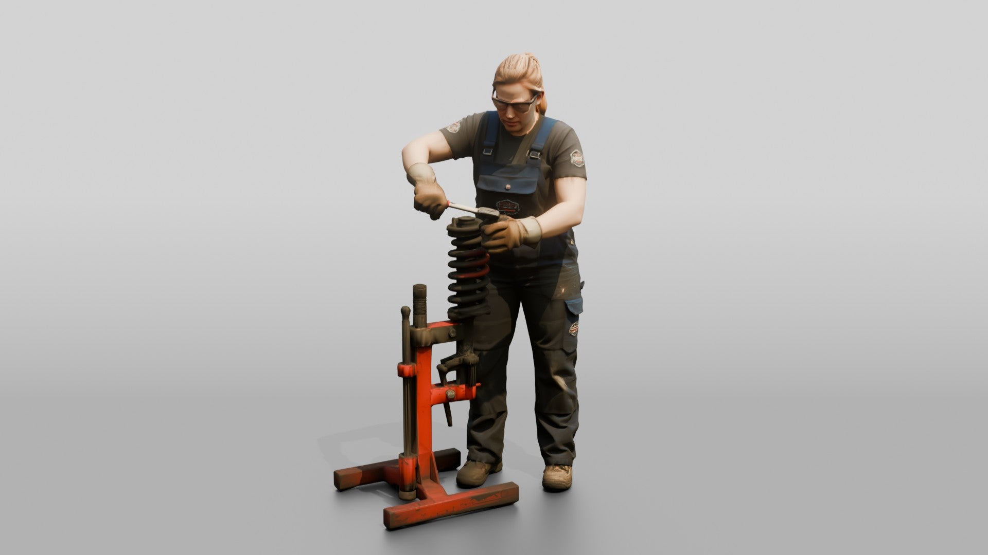 Mechanic Replacing a Shock Absorber