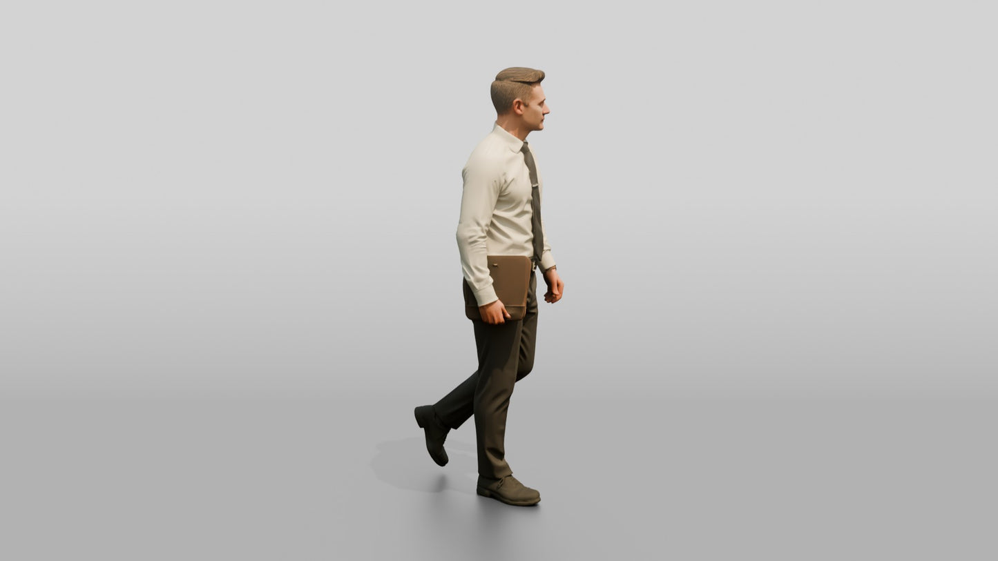 Businessman Walking Down the Hallway
