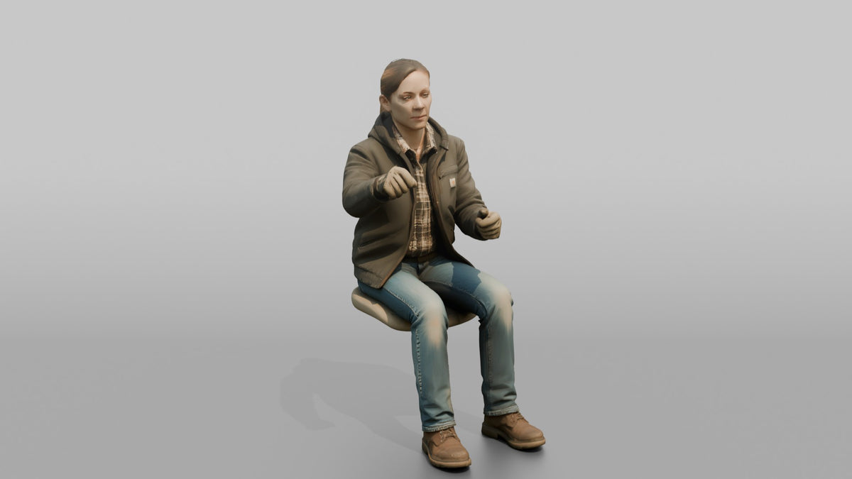 Farmer Operating Heavy Farm Machinery - 3D character model, view 2