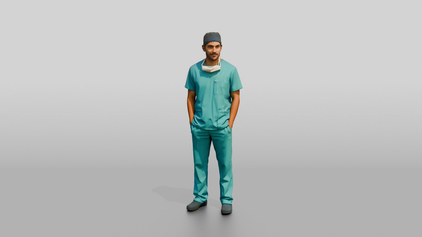 Young South Asian Man Doctor with Hands in Pockets