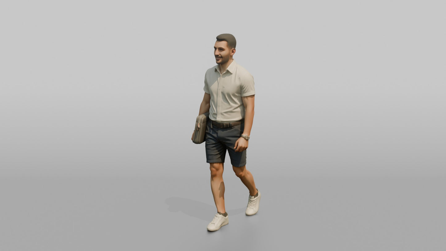 Vacationer Wearing Crisp Collar Shirt