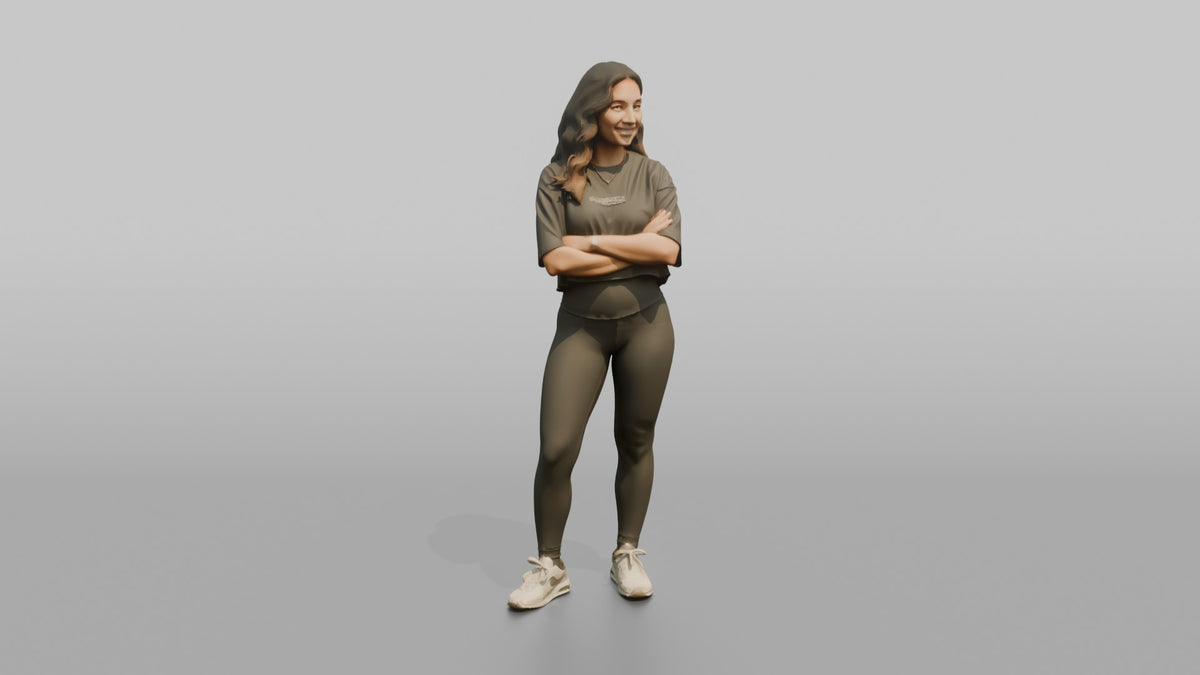 Fitness Influencer Woman Standing With Arms Crossed Loosely - 3D character model