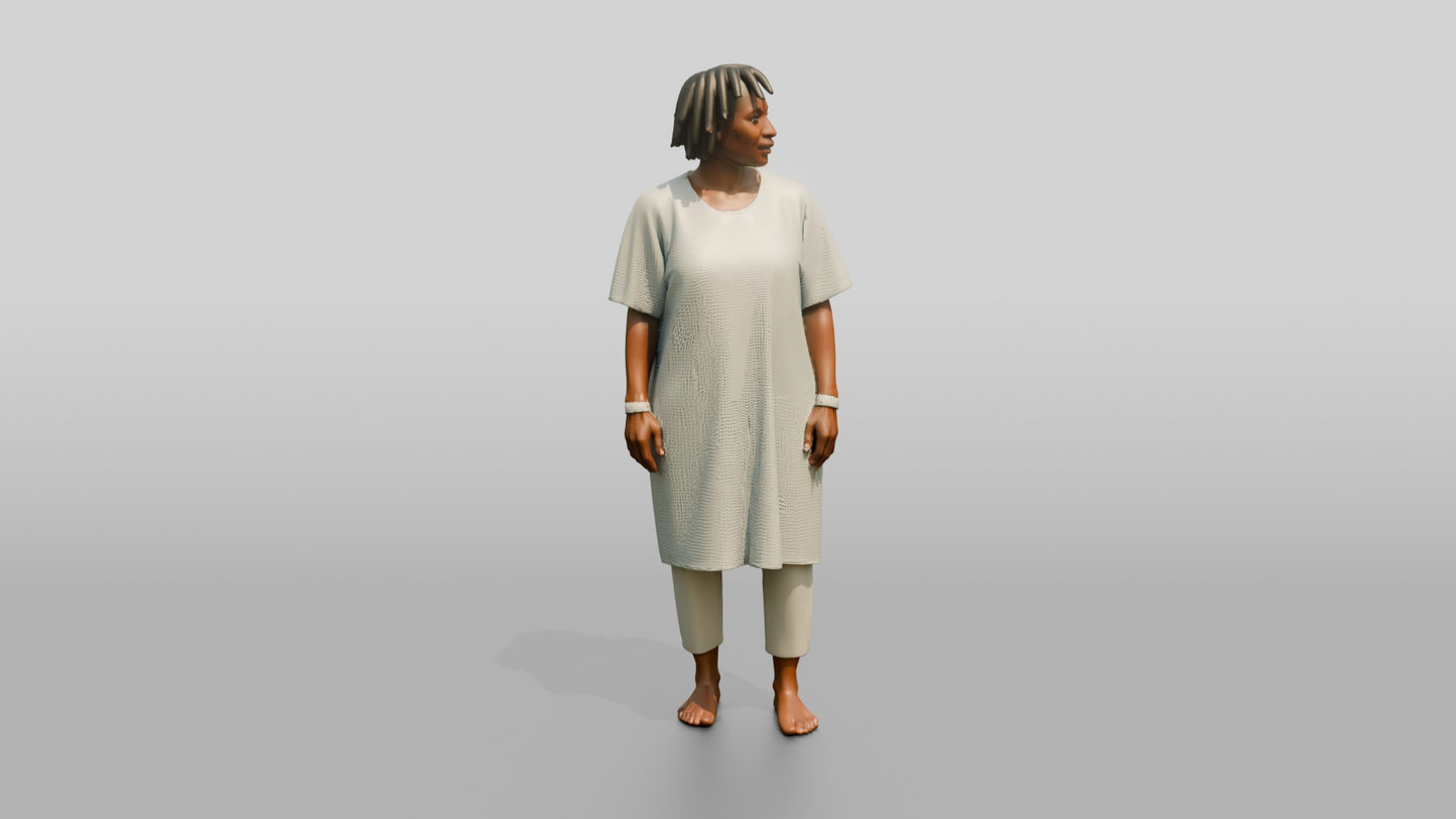 Woman Patient Standing in a Hospital Gown