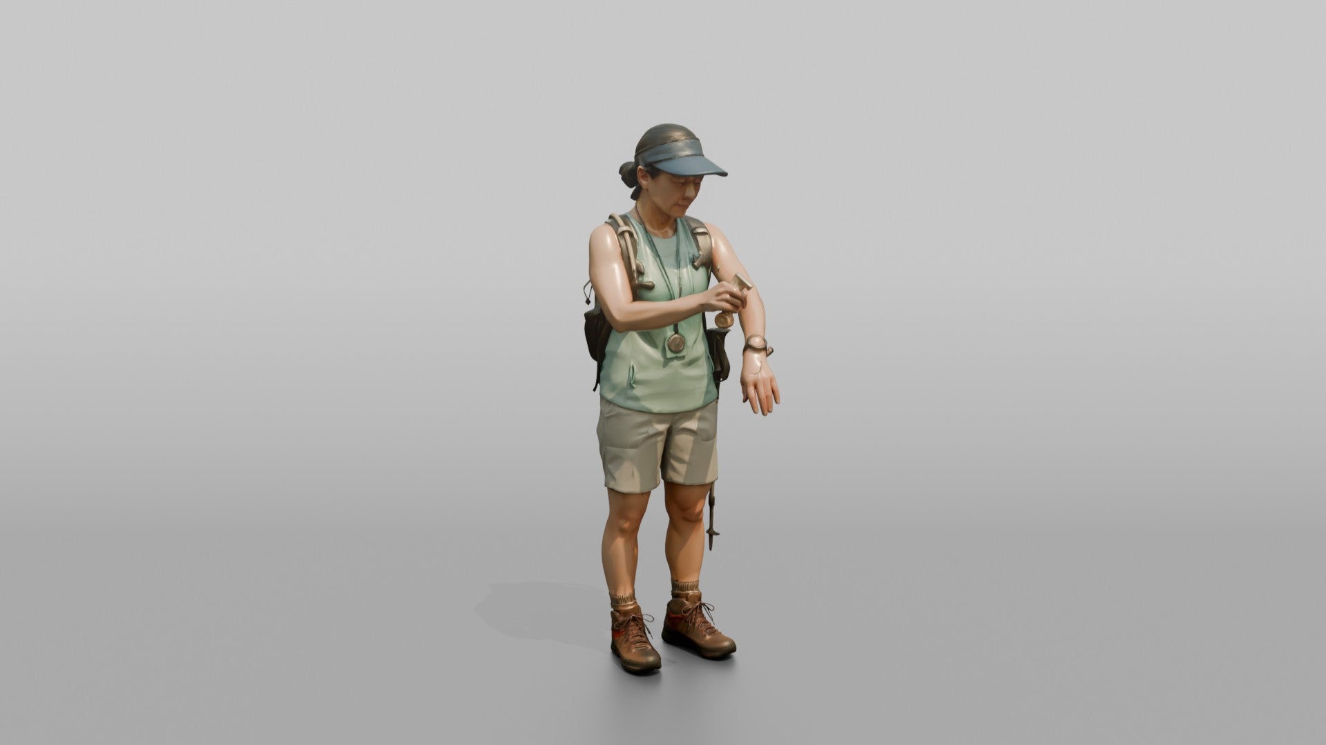 Hiker Applying Sunscreen to Her Arms