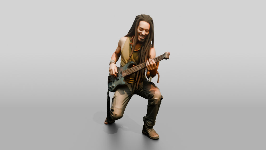 Reggae Bassist Playing Electric Bass