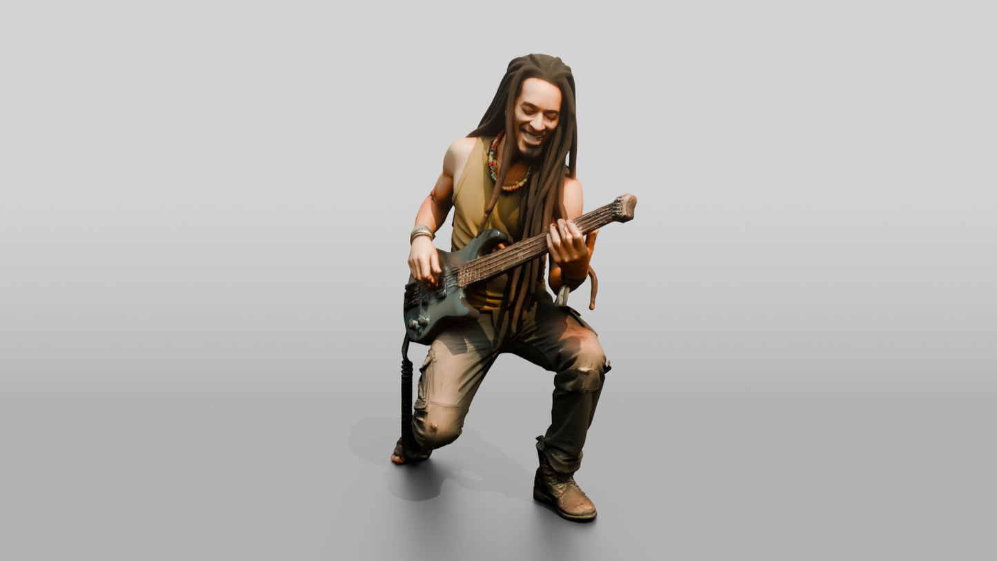 Reggae Bassist Playing Electric Bass
