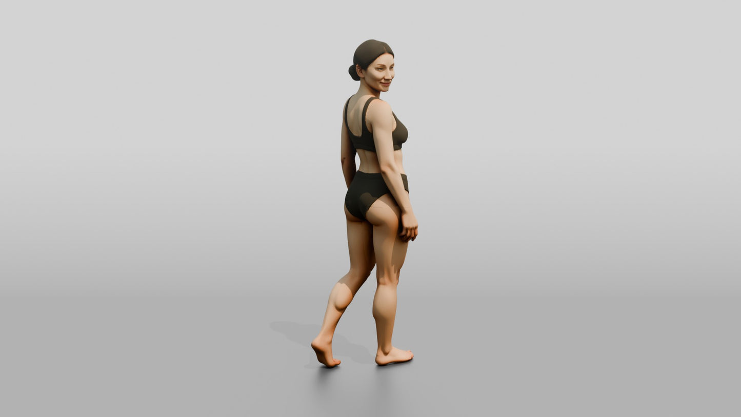 Woman in Black Two-Piece Swimsuit Standing