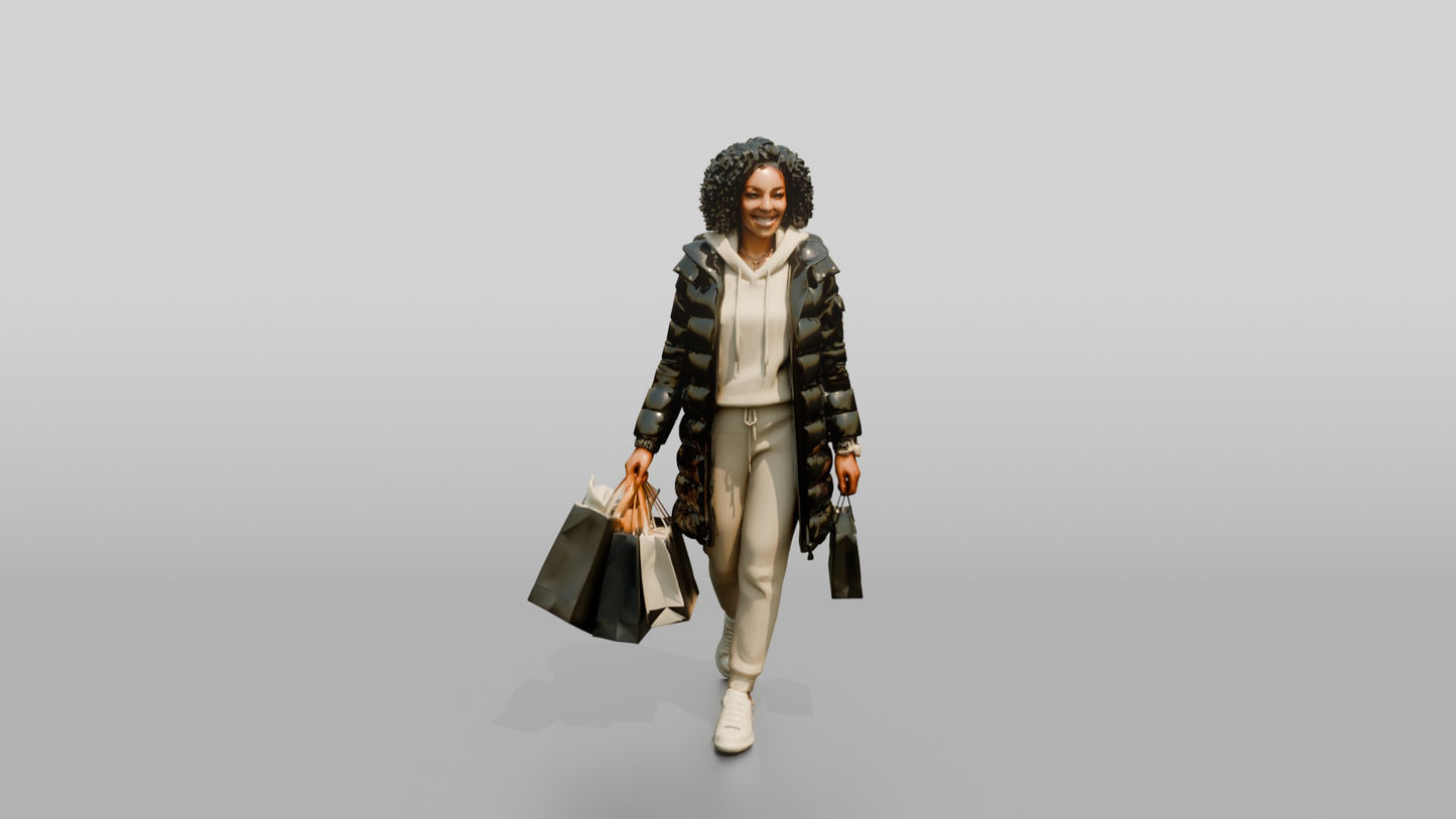 African-American Woman in Winter Puffer Coat