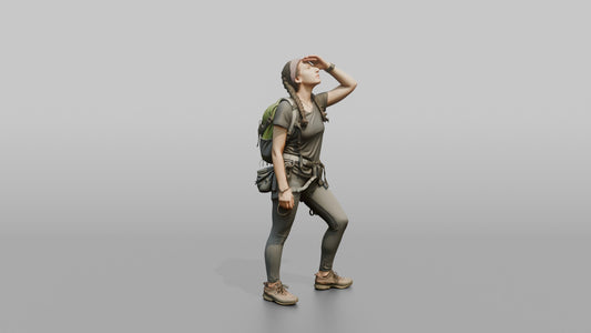 Scrambler Looking Up at an Overhead Wall - 3D character model, view 1