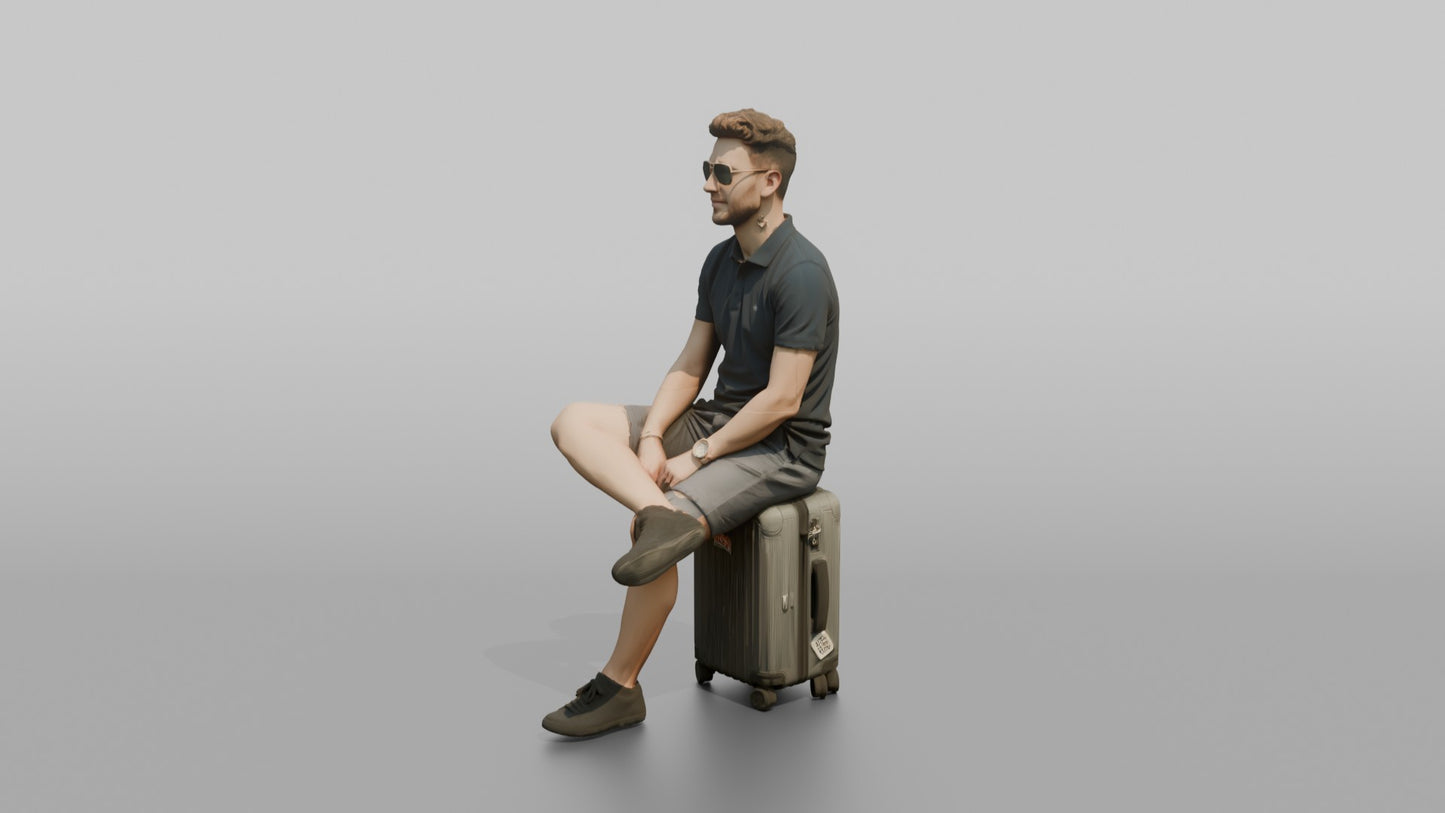 Vacationer Wearing Dark Polo