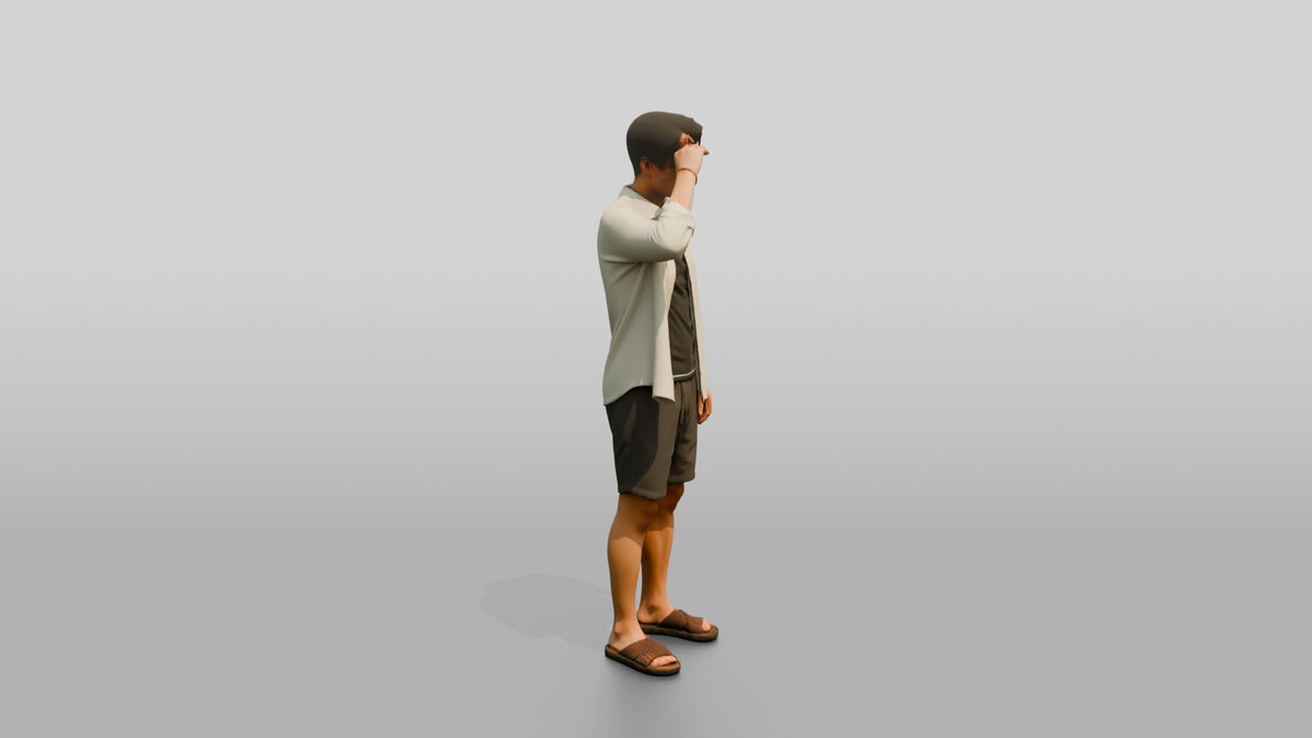 Man Shading Eyes From the Sun - 3D character model, view 2