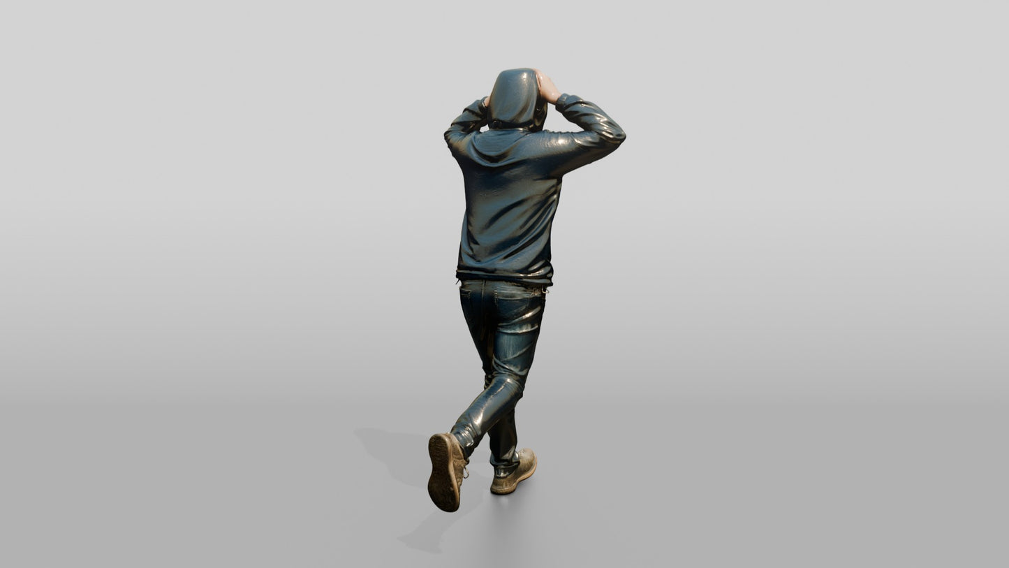 White Teen Boy Running in Windbreaker
