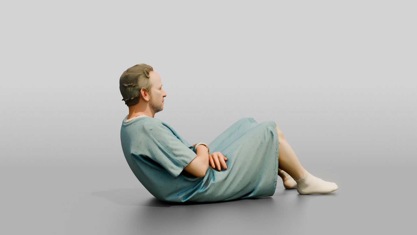 Elderly Man Patient Reclining with Arms Crossed