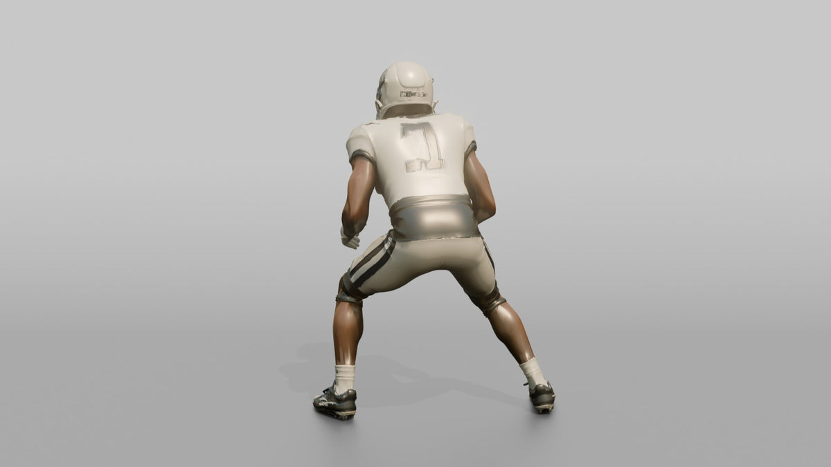 Cornerback in Press Coverage Stance - 3D character model, view 3