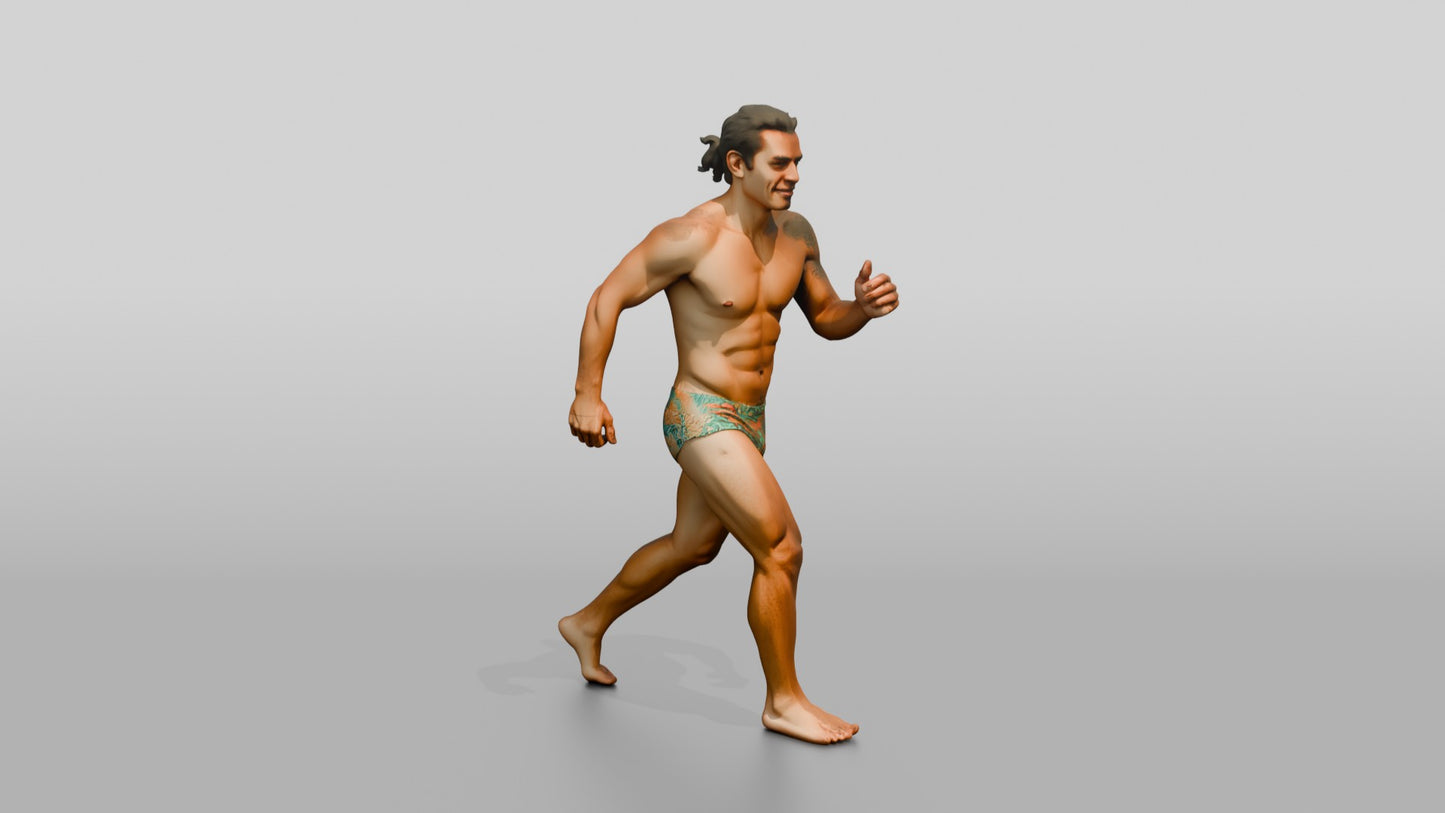 Mestizo Man Striding Forward on the Beach