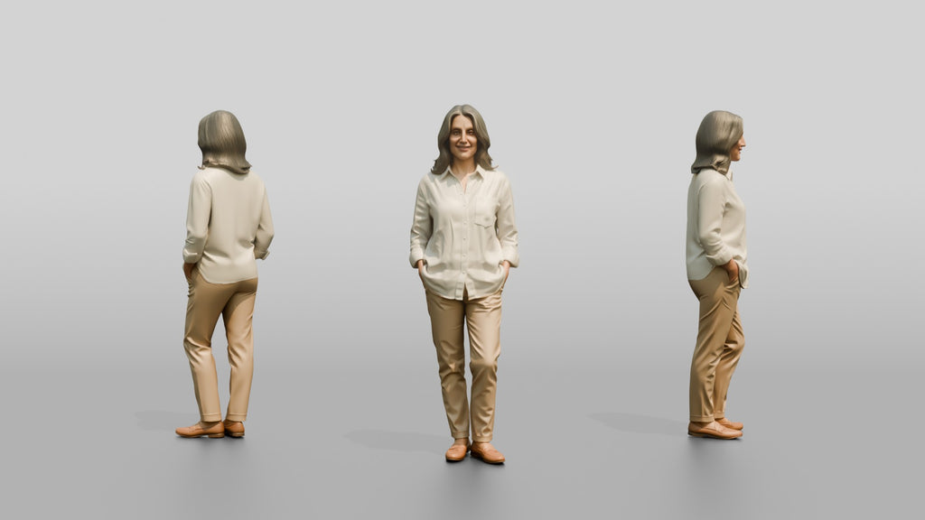 Woman Standing in White Linen