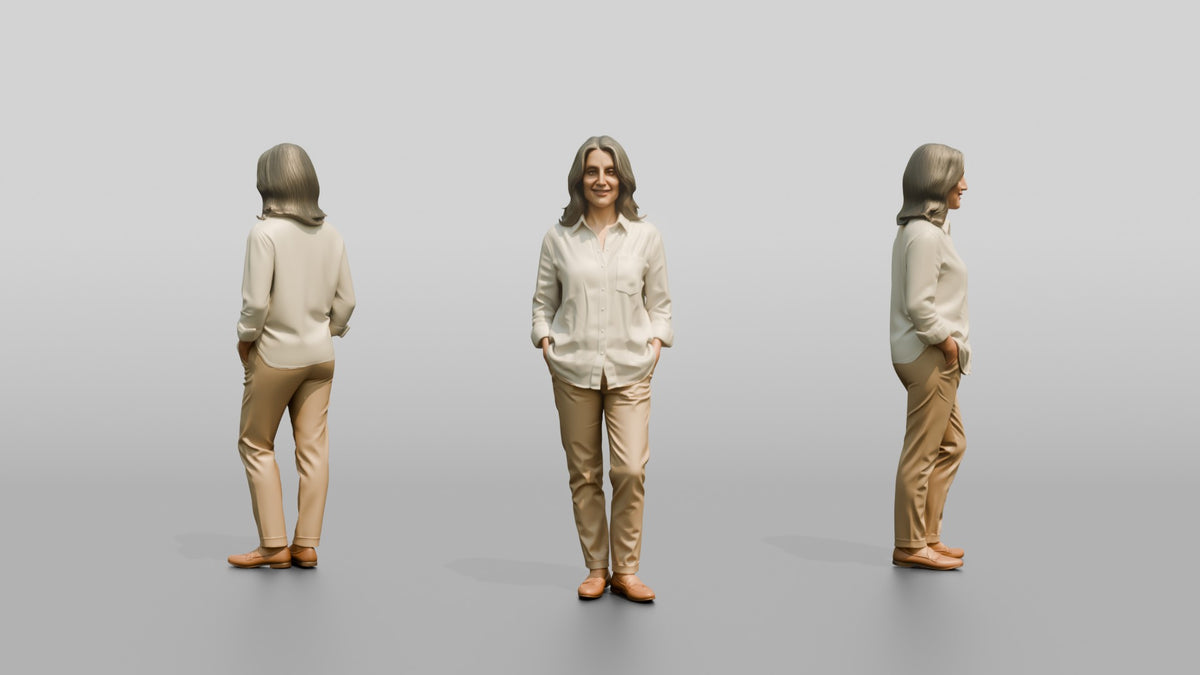 Woman Standing in White Linen - 3D character model