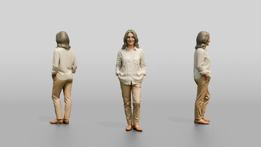 Woman Standing in White Linen